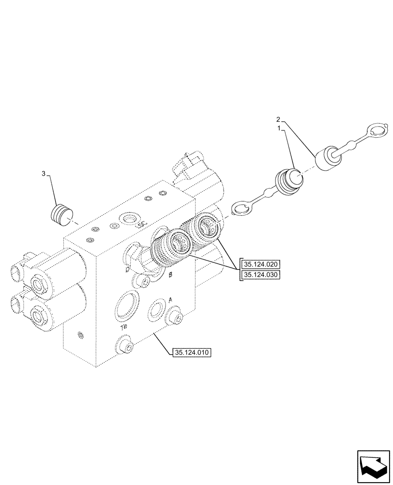 Схема запчастей Case IH OPTUM 300 CVT - (35.124.050) - VAR - 758762, 758766 - REAR, 3 POINT HITCH, CONTROL VALVE, DUST CAP (35) - HYDRAULIC SYSTEMS