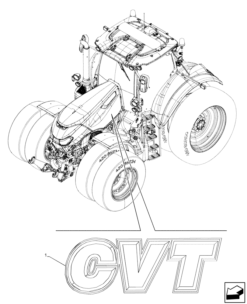 Схема запчастей Case IH OPTUM 300 CVT - (90.108.790) - DECAL (90) - PLATFORM, CAB, BODYWORK AND DECALS