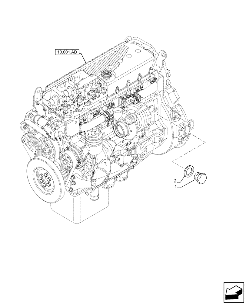 Схема запчастей Case IH F3HFE613A B003 - (10.001.AF) - ENGINE PLUGS (10) - ENGINE