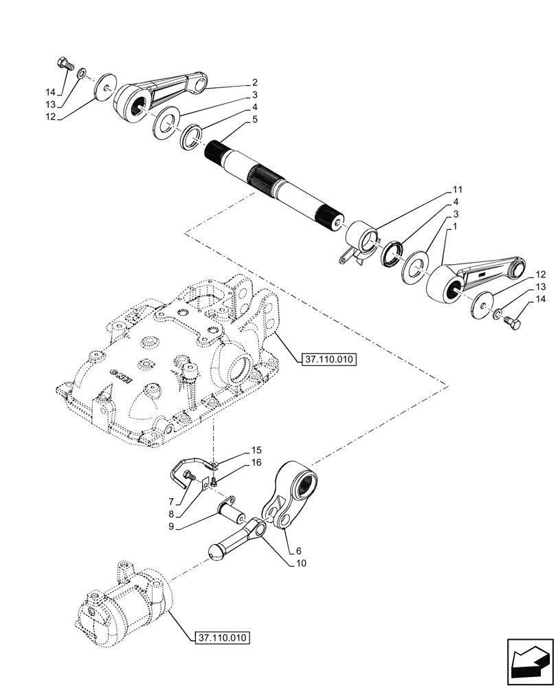 Схема запчастей Case IH FARMALL 100N - (37.110.020) - VAR - 341790 - REAR, HYDRAULIC LIFT, ARM (37) - HITCHES, DRAWBARS & IMPLEMENT COUPLINGS