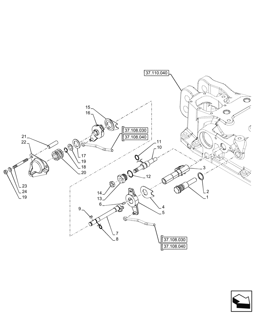 Схема запчастей Case IH FARMALL 100V - (37.110.050) - VAR - 342377, 342378, 342379, 342380, 342381, 744833, 759013 - REAR, HYDRAULIC LIFT, CONTROL LEVER, W/ LIFT-O-MATIC PLUS, CAB (37) - HITCHES, DRAWBARS & IMPLEMENT COUPLINGS