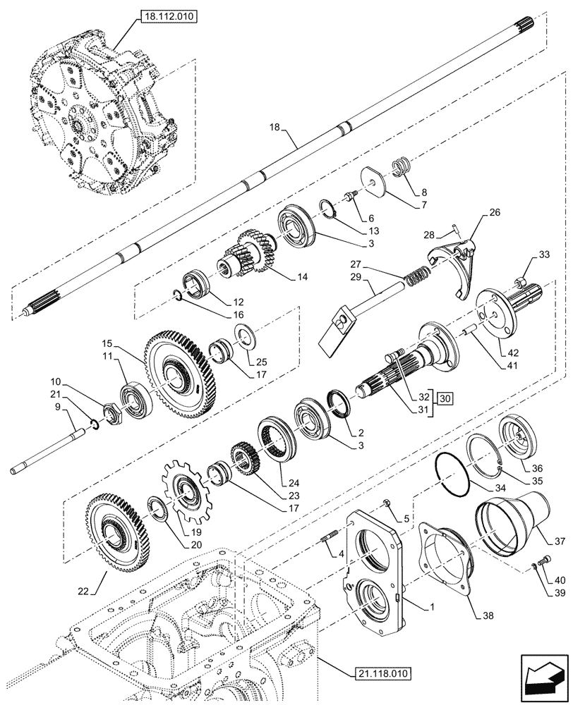 Схема запчастей Case IH FARMALL 110V - (31.114.030) - VAR - 330808 - PTO 540/1000 RPM, SHAFT, TRANSMISSION, GEAR (31) - IMPLEMENT POWER TAKE OFF