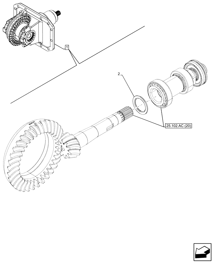 Схема запчастей Case IH MAXXUM 150 - (25.102.AC[22]) - VAR - 392196, 758417, 758418, 758419 - FRONT AXLE, W/ LIMITED SLIP DIFFERENTIAL, DIFFERENTIAL, SHIM KIT (25) - FRONT AXLE SYSTEM