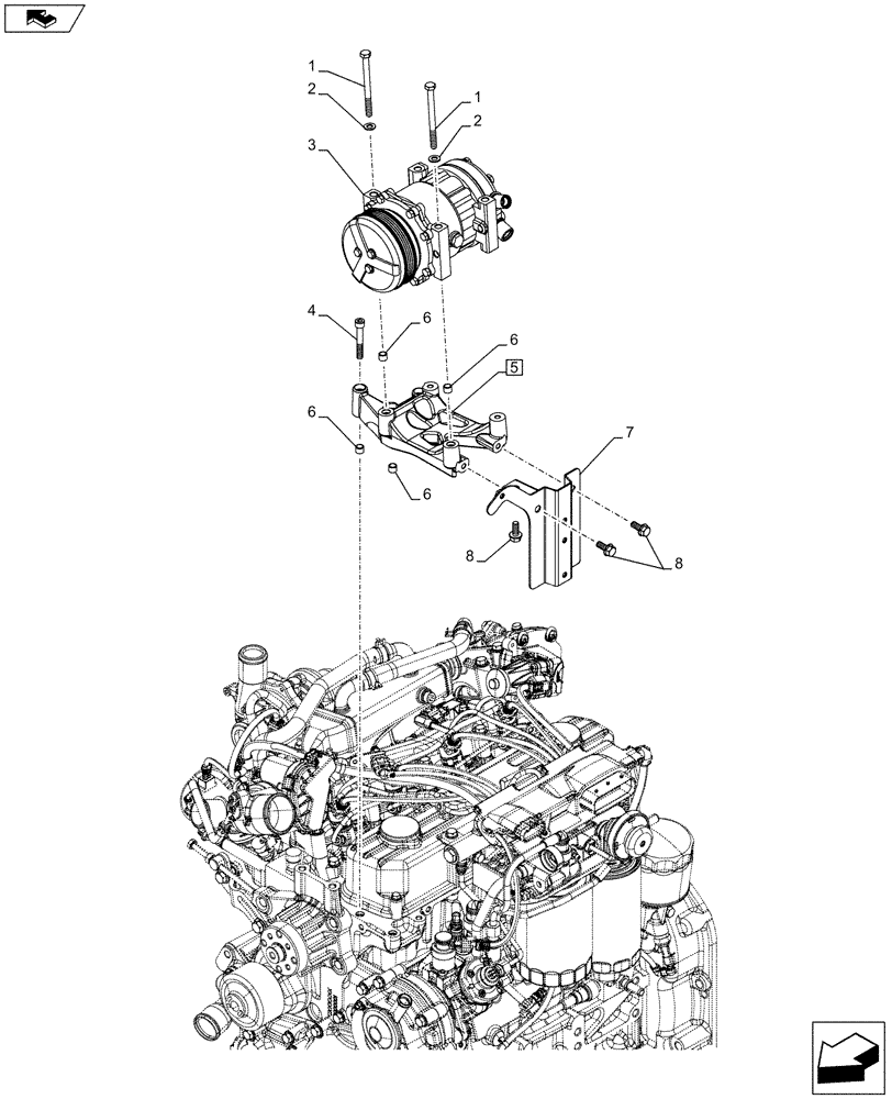 Схема запчастей Case IH FARMALL 95C - (50.200.AA[03]) - VAR - 391606, 743573, 743556, 744588, 334183, 334184, 334211, 334212 - AIR CONDITIONING, COMPRESSOR (50) - CAB CLIMATE CONTROL