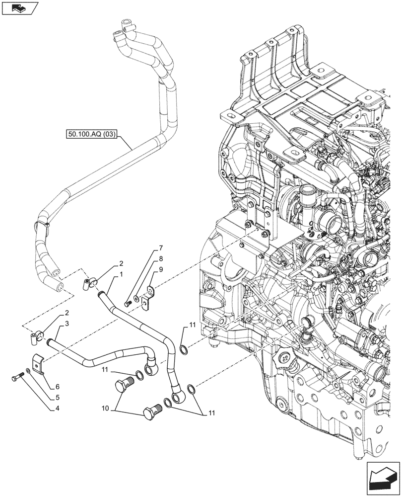 Схема запчастей Case IH FARMALL 115C - (50.100.AQ[04]) - VAR - 334183, 334184, 334211, 334212, 743573, 743556, 391606, 744588 - HEATING SYSTEM, HOSE (W/ AIR CONDITIONING) (50) - CAB CLIMATE CONTROL