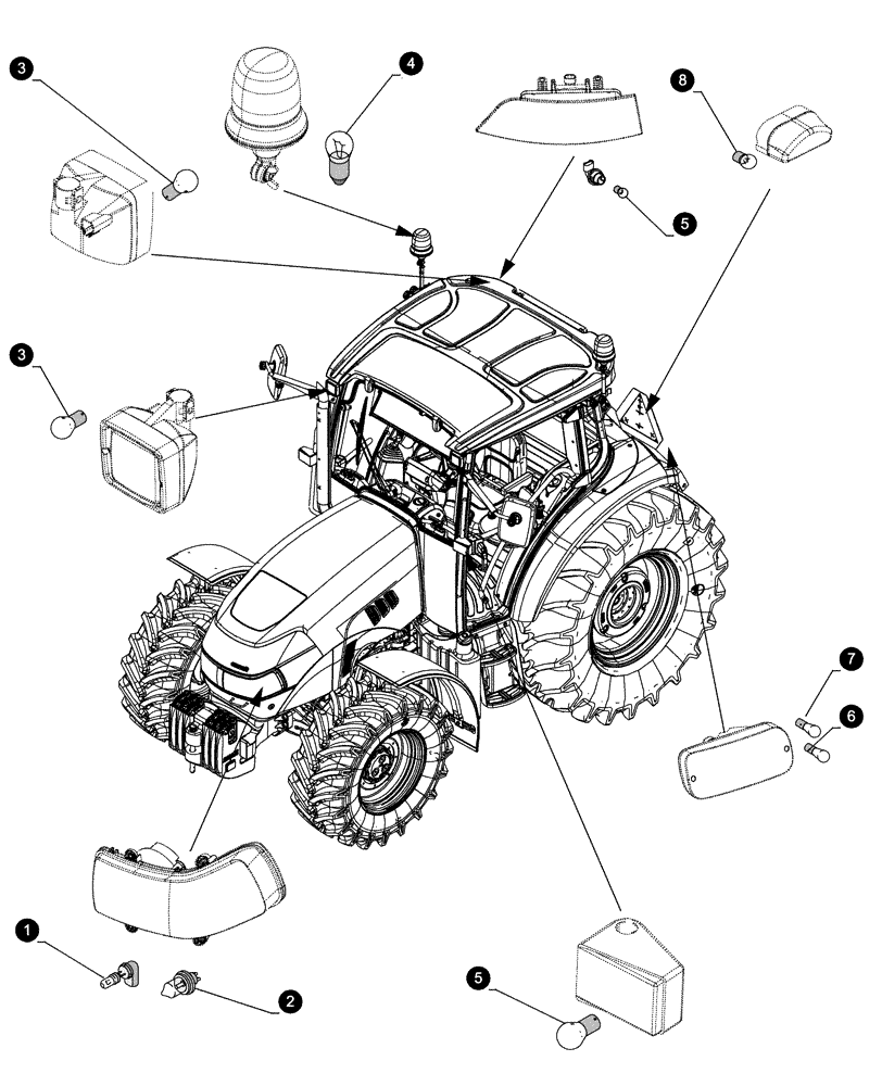 Схема запчастей Case IH FARMALL 120C - (05.100.04[04]) - MAINTENANCE PARTS - BULBS (05) - SERVICE & MAINTENANCE