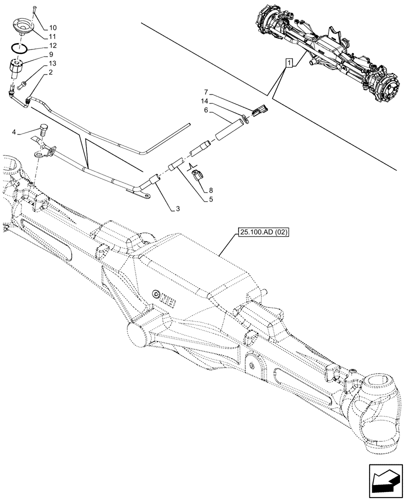 Схема запчастей Case IH MAXXUM 145 - (55.047.AA[02]) - VAR - 758422 - SUSPENDED FRONT AXLE WITH HYDR. DIFF. LOCK & STRG SENSOR, STEERING, SENSOR (55) - ELECTRICAL SYSTEMS