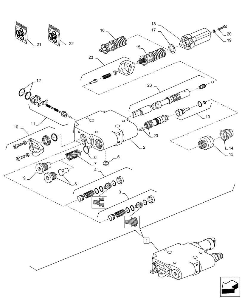 Схема запчастей Case IH PUMA 165 CVT - (35.204.BE[23]) - VAR - 391164, 758050, 758057, 758058 - CONTROL VALVE SECTION, COMPONENTS (35) - HYDRAULIC SYSTEMS