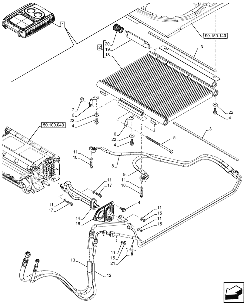 Схема запчастей Case IH FARMALL 90N - (50.200.050) - VAR - 759031 - AIR CONDITIONER, W/ ECO CAB, CONDENSER, LINE, CAB (50) - CAB CLIMATE CONTROL