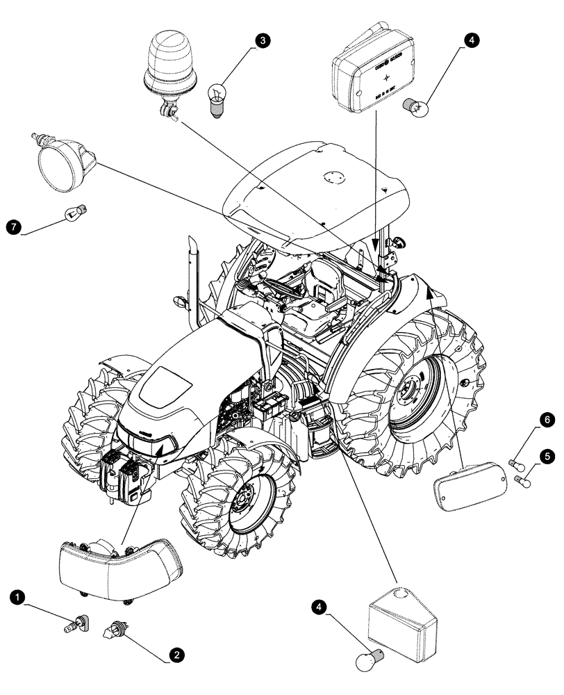 Схема запчастей Case IH FARMALL 120C - (05.100.04[04]) - MAINTENANCE PARTS - BULBS (05) - SERVICE & MAINTENANCE