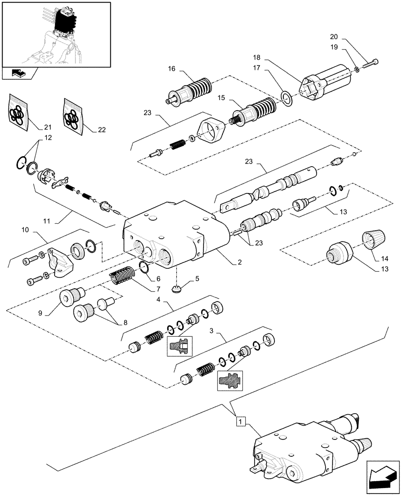 Схема запчастей Case IH PUMA 140 - (1.82.7/ B) - MECHANICAL CONTROL VALVE ELEMENT - BREAKDOWN (07) - HYDRAULIC SYSTEM