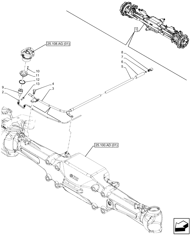 Схема запчастей Case IH MAXXUM 150 - (55.047.AA[01]) - VAR - 390409, 758420, 758421 - FRONT AXLE, W/ HYDRAULIC DIFFERENTIAL LOCK, W/ STEERING SENSORS, W/O WATERPROOF, STEERING, SENSOR (55) - ELECTRICAL SYSTEMS