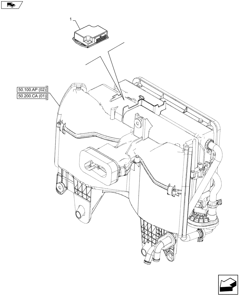 Схема запчастей Case IH FARMALL 85C - (55.050.AK[02]) - VAR - 334183, 334184, 334211, 334212, 391606, 743496, 743573, 744588 - AIR CONDITIONER - MODULE (55) - ELECTRICAL SYSTEMS