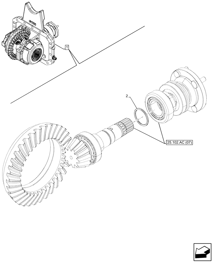 Схема запчастей Case IH MAXXUM 145 - (25.102.AC[05]) - VAR - 758422, 758423 - SUSPENDED FRONT AXLE WITH HYDR. DIFF. LOCK & STRG SENSOR, DIFFERENTIAL, SHIM KIT (25) - FRONT AXLE SYSTEM