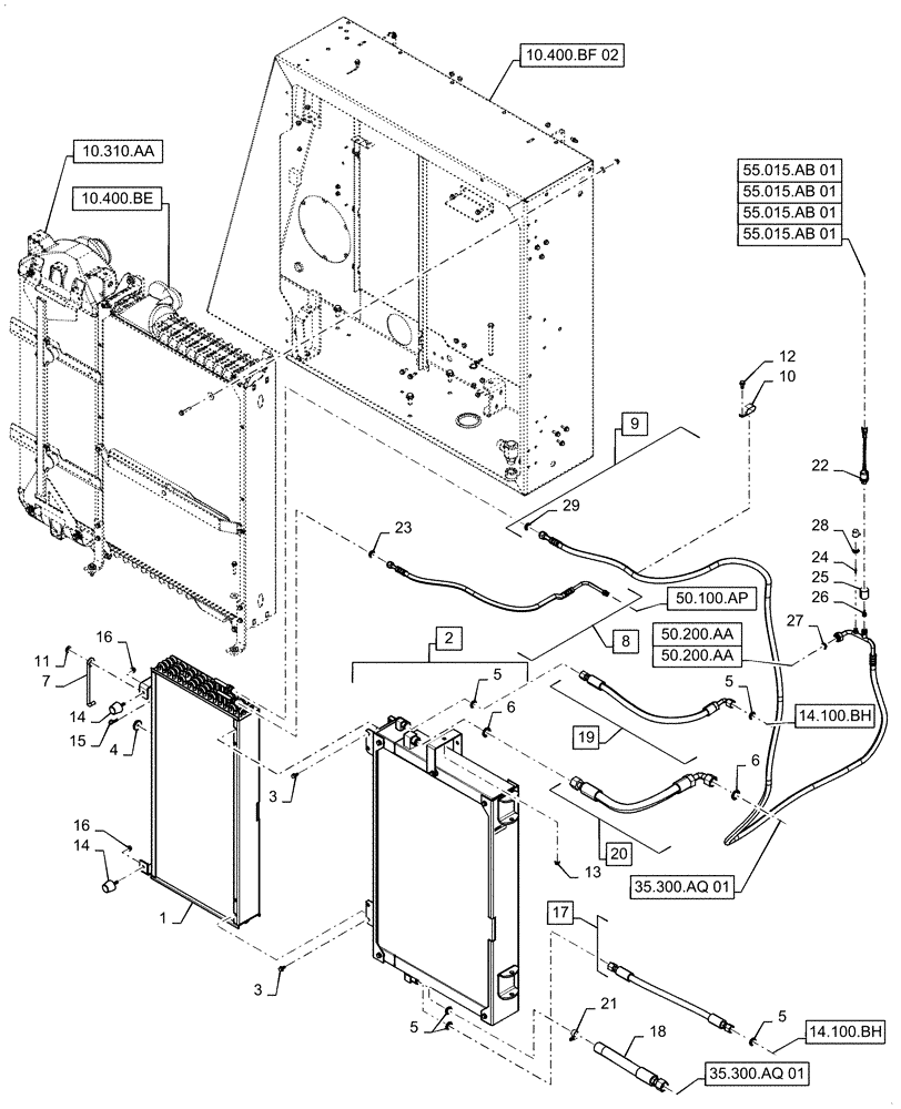 Схема запчастей Case IH 5140 - (10.408.AO) - CONDENSER, OIL COOLER & MOUNTING PARTS (10) - ENGINE