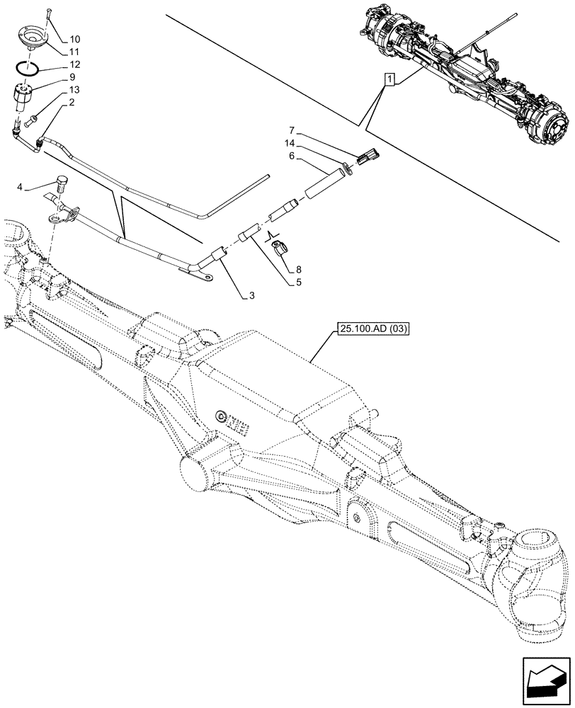 Схема запчастей Case IH MAXXUM 135 - (55.047.AA[03]) - VAR - 758423 - SUSPENDED FRONT AXLE WITH HYDR. DIFF. LOCK, STRG SENSOR & BRAKES, STEERING, SENSOR (55) - ELECTRICAL SYSTEMS