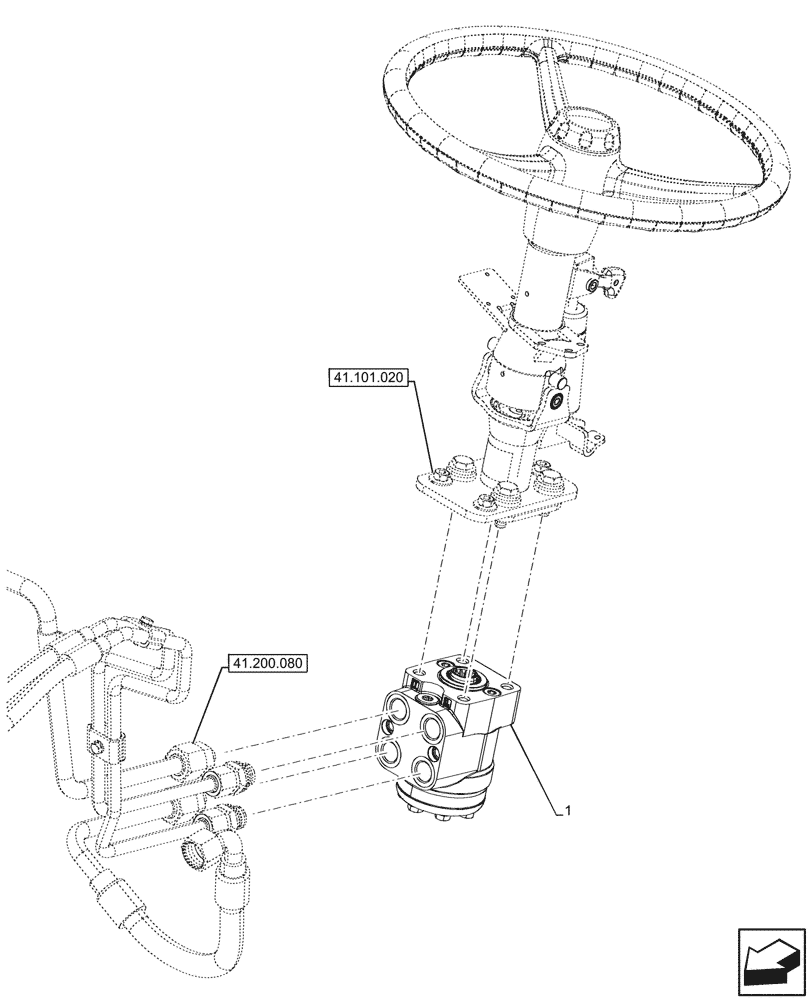 Схема запчастей Case IH FARMALL 80N - (41.200.090) - STEERING VALVE, 2WD (41) - STEERING