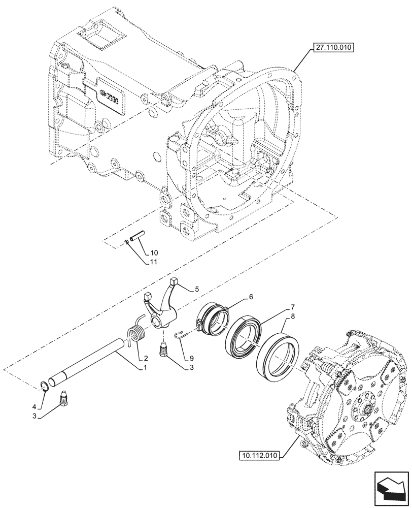 Схема запчастей Case IH FARMALL 110V - (18.100.050) - VAR - 330808, 330817, 333804, 758929 - PTO, CLUTCH FORK (18) - CLUTCH