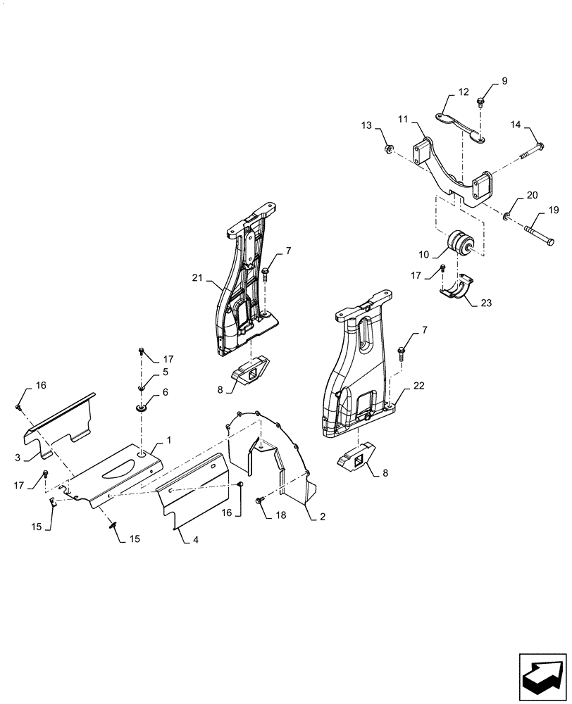 Схема запчастей Case IH MAGNUM 240 - (10.001.AK[04]) - VAR- 420228 - ENGINE MOUNTING PARTS, SADDLE SUSPENSION - ASN ZERH08100 (10) - ENGINE