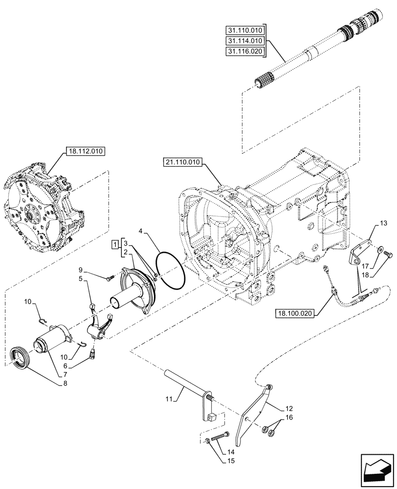 Схема запчастей Case IH FARMALL 90N - (18.100.040) - VAR - 743381, 743508 - CLUTCH, INTERNAL, SLEEVE (18) - CLUTCH