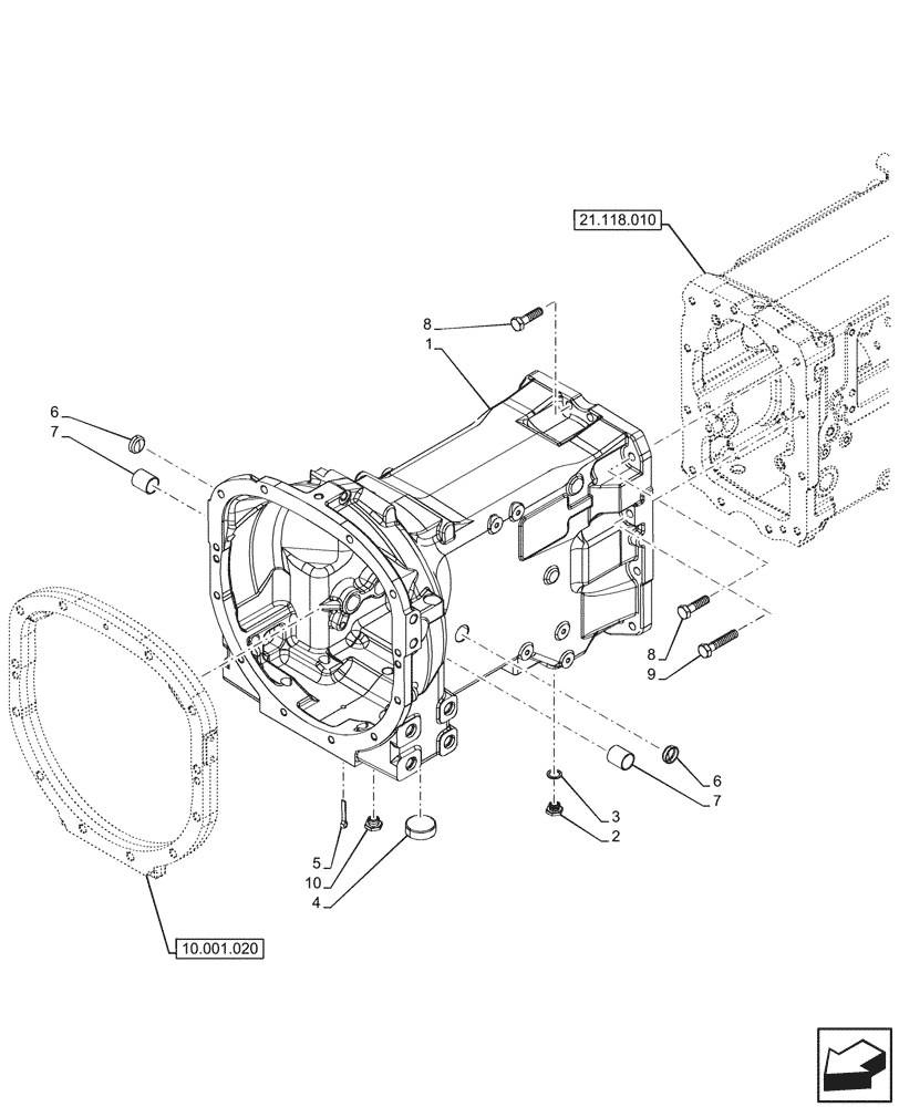 Схема запчастей Case IH FARMALL 110V - (21.110.020) - CLUTCH, HOUSING, POWERSHUTTLE (21) - TRANSMISSION