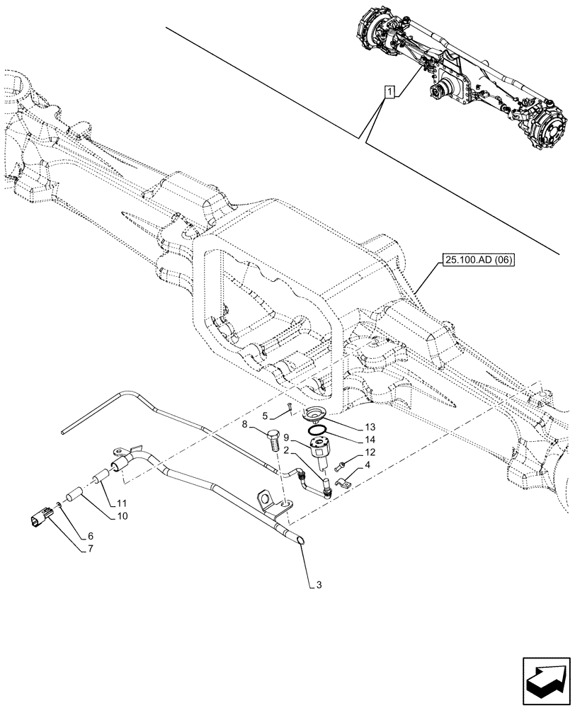 Схема запчастей Case IH MAXXUM 115 - (55.047.AA[06]) - VAR - 758427 - SUSPENDED FRONT AXLE WITH HYDR. DIFF. LOCK & STRG SENSOR, STEERING, SENSOR (55) - ELECTRICAL SYSTEMS