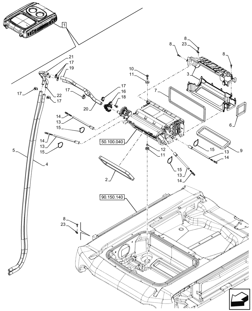 Схема запчастей Case IH FARMALL 90N - (50.200.040) - VAR - 759031 - AIR CONDITIONING, W/ ECO CAB, LINE, CAB (50) - CAB CLIMATE CONTROL