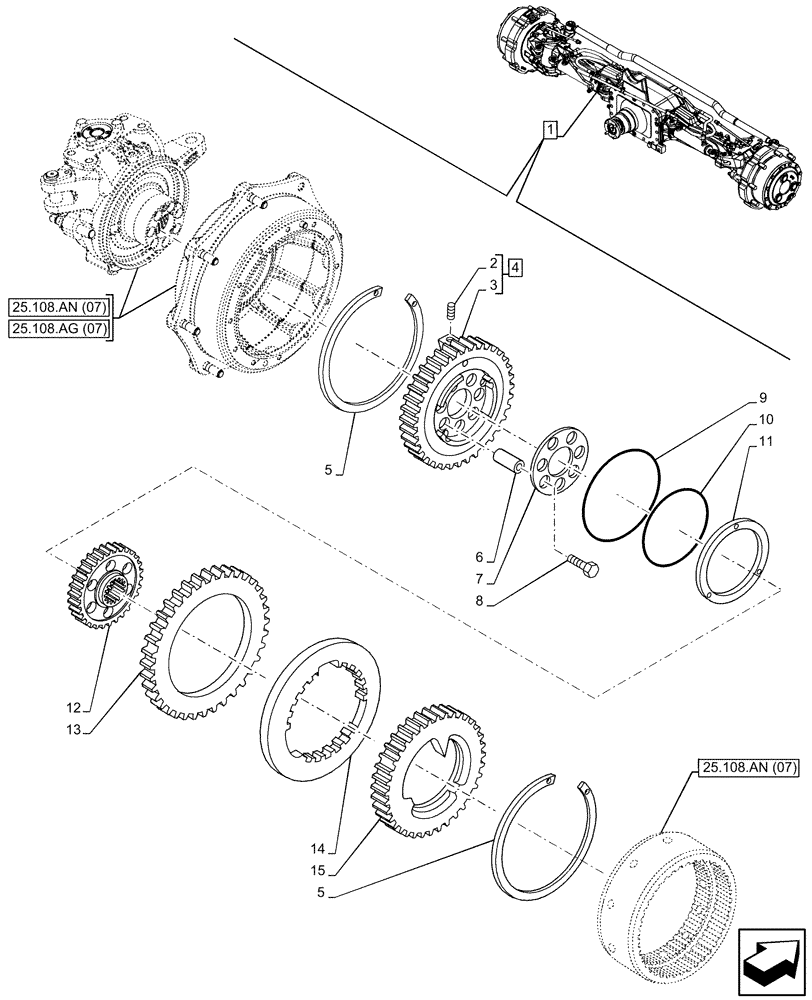 Схема запчастей Case IH MAXXUM 115 - (33.204.AD[03]) - VAR - 758428 - SUSPENDED FRONT AXLE WITH HYDR. DIFF. LOCK, STRG SENSOR & BRAKES, BRAKE DISC (33) - BRAKES & CONTROLS