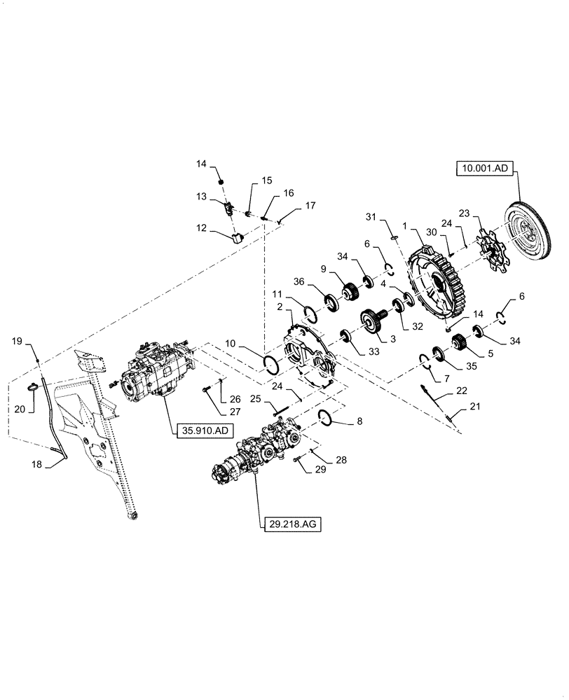 Схема запчастей Case IH WD2304 - (31.220.AG[01]) - GEARBOX, PTO ASSY, 6 CYLINDER (31) - IMPLEMENT POWER TAKE OFF