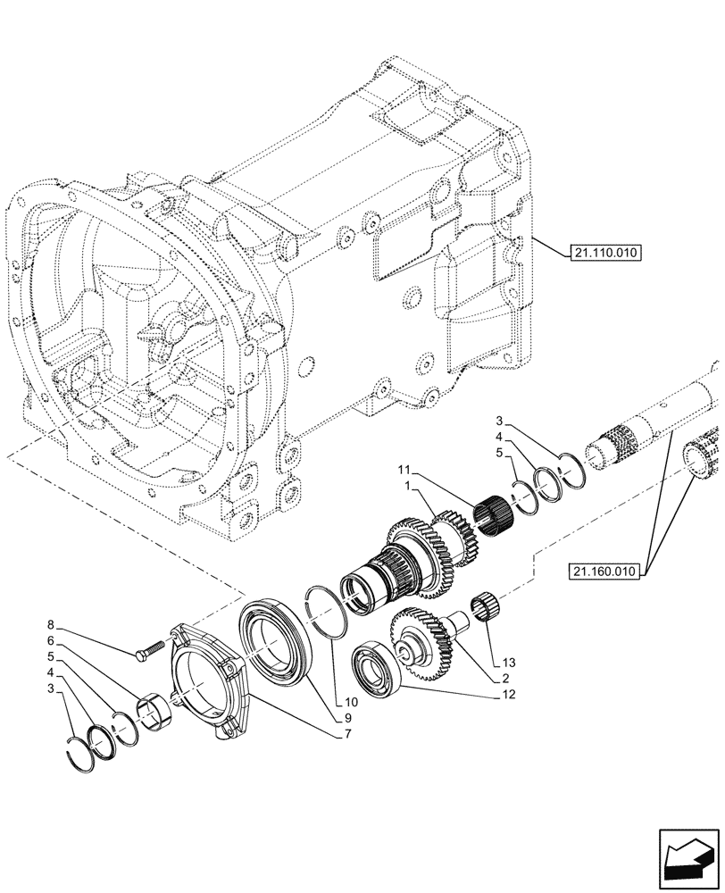 Схема запчастей Case IH FARMALL 110N - (21.160.020) - VAR - 330111 - CREEPER, HI-LO (21) - TRANSMISSION