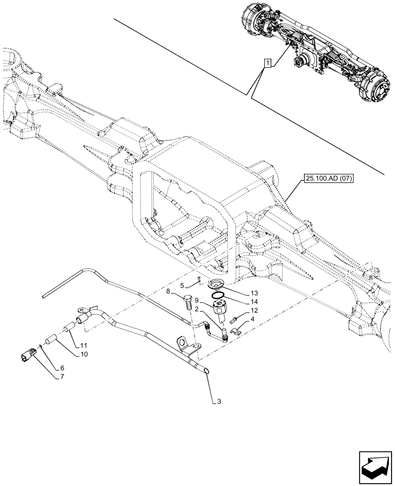 Схема запчастей Case IH MAXXUM 150 - (55.047.AA[07]) - VAR - 758428 - SUSPENDED FRONT AXLE WITH HYDR. DIFF. LOCK, STRG SENSOR & BRAKES, STEERING, SENSOR (55) - ELECTRICAL SYSTEMS