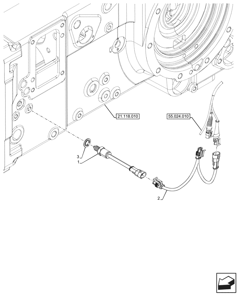 Схема запчастей Case IH FARMALL 100V - (55.020.010) - VAR - 330111, 743508, 743548 - TRANSMISSION, SPLITTER, SENSOR (55) - ELECTRICAL SYSTEMS