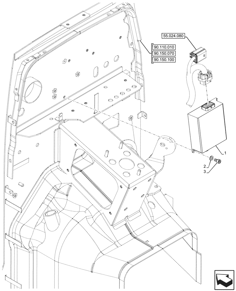 Схема запчастей Case IH FARMALL 100N - (55.024.070) - VAR - 330273, 743509 - TRANSMISSION, ELECTRONIC CONTROL UNIT, POWERSHUTTLE (55) - ELECTRICAL SYSTEMS