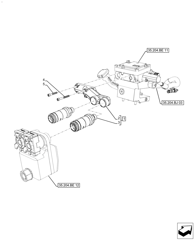 Схема запчастей Case IH FARMALL 140A - (35.204.BE[13]) - VAR - 429471, 429476 - REMOTE CONTROL VALVE (1 VALVE), NOT APPLY FOR NAR (35) - HYDRAULIC SYSTEMS