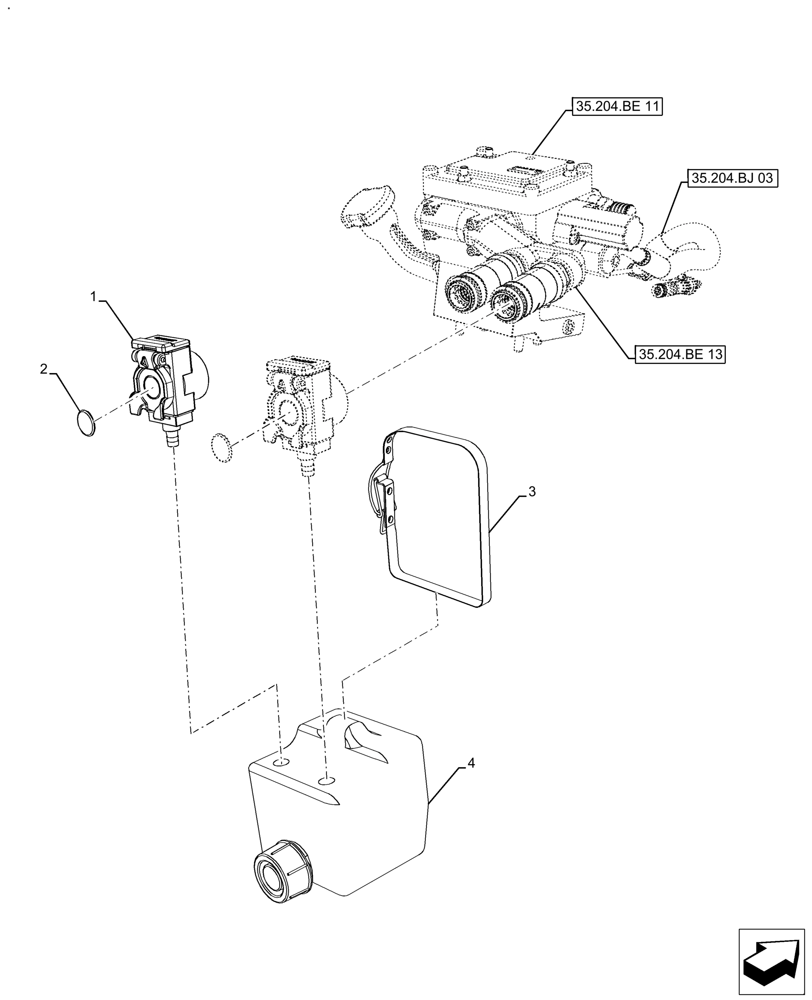 Схема запчастей Case IH FARMALL 140A - (35.204.BE[12]) - VAR - 429471, 429476 - REMOTE CONTROL VALVE (1 VALVE), NOT APPLY FOR NAR (35) - HYDRAULIC SYSTEMS