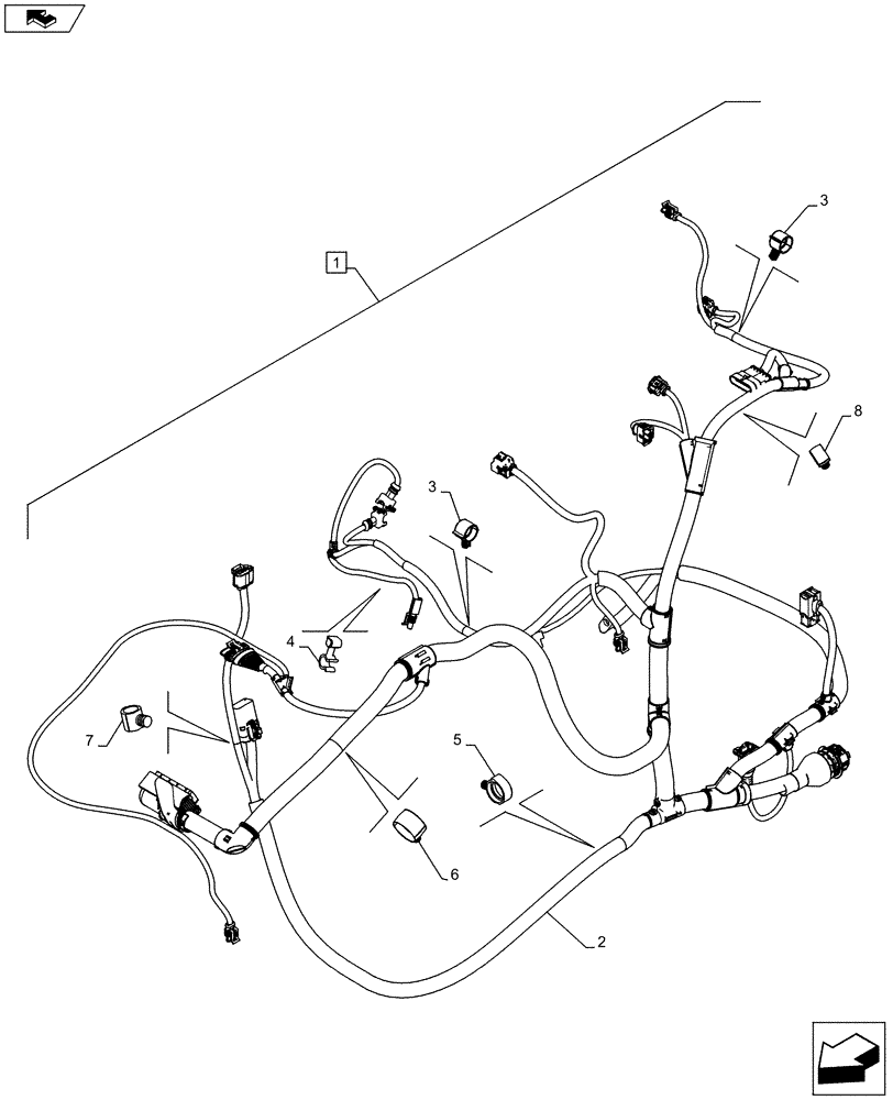 Схема запчастей Case IH FARMALL 105U - (55.015.AB[03]) - STD + VAR - 390174 - ENGINE - ELECTRIC CABLE - LESS BATTERY DISCONNECTED SWITCH - NA (55) - ELECTRICAL SYSTEMS