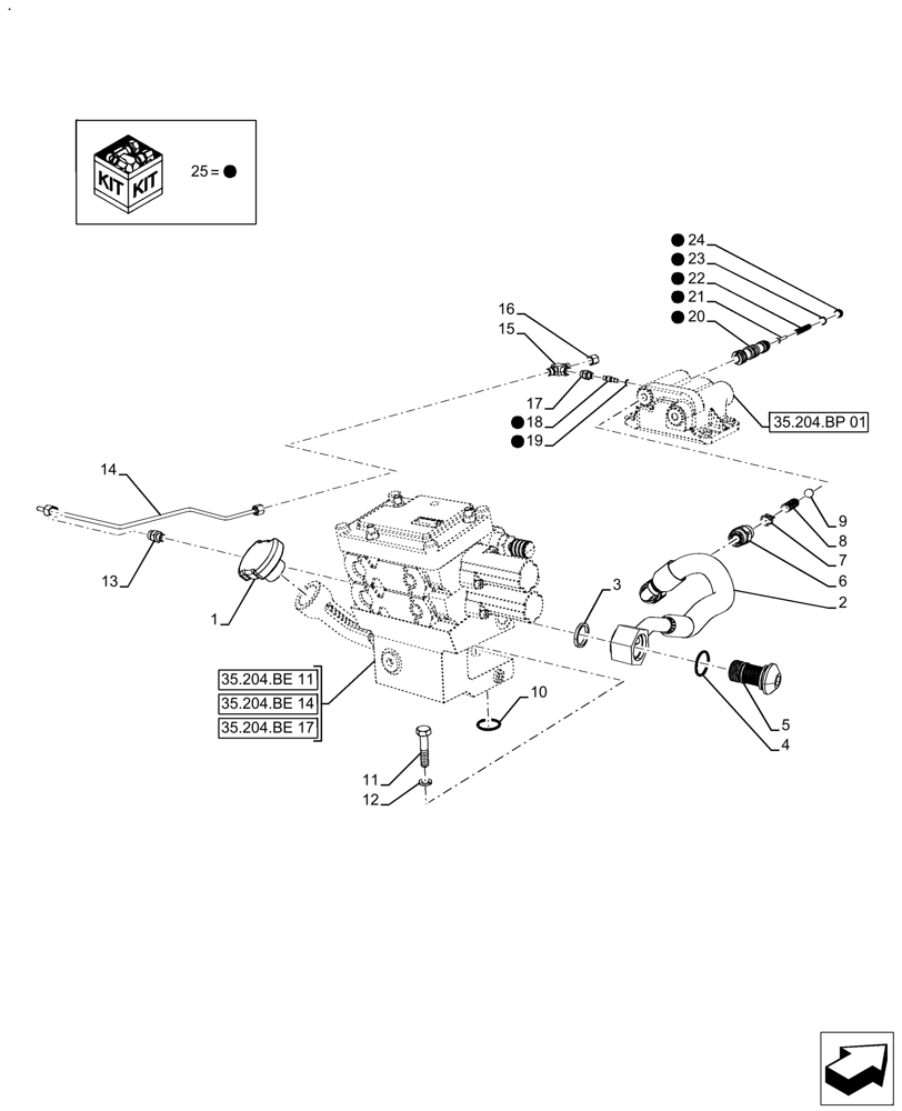 Схема запчастей Case IH FARMALL 140A - (35.204.BJ[03]) - VAR - 429471, 429476, 429477, 429478, 429479, 429480 - REMOTE CONTROL VALVE, HOSES, NOT APPLY FOR NAR (35) - HYDRAULIC SYSTEMS