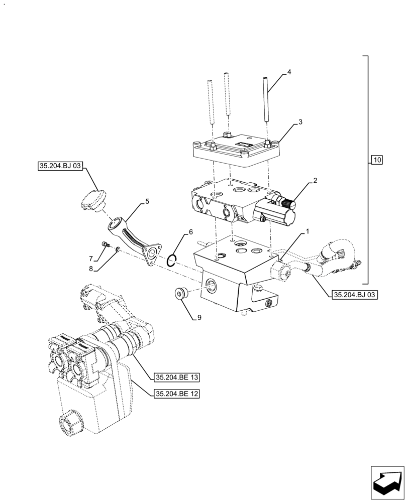 Схема запчастей Case IH FARMALL 110A - (35.204.BE[11]) - VAR - 429471, 429476 - REMOTE CONTROL VALVE (1 VALVE), NOT APPLY FOR NAR (35) - HYDRAULIC SYSTEMS