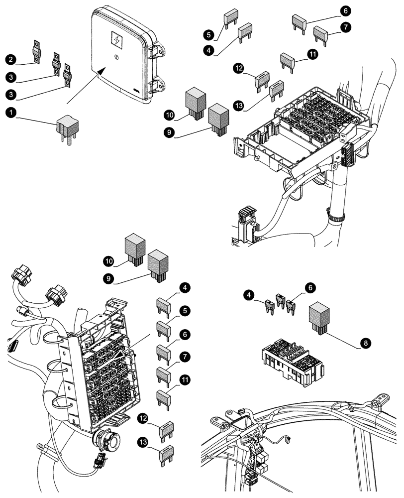 Схема запчастей Case IH FARMALL 100C - (05.100.04[03]) - MAINTENANCE PARTS - FUSES (05) - SERVICE & MAINTENANCE