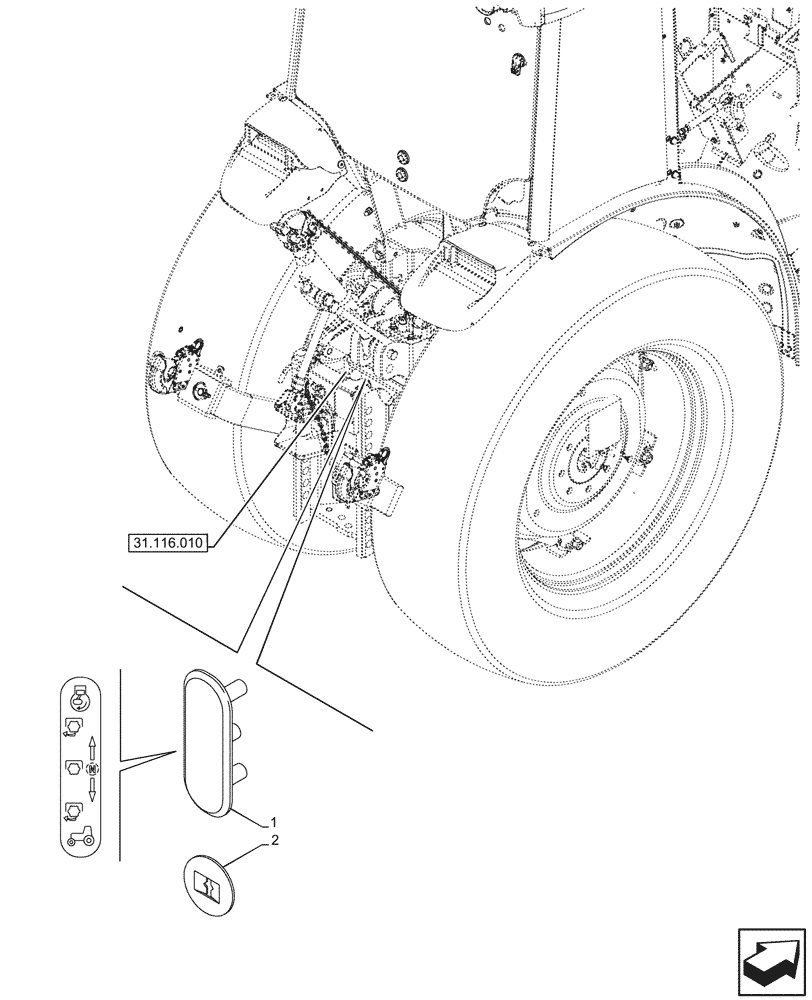 Схема запчастей Case IH FARMALL 100V - (90.108.330) - VAR - 330817 - DECAL, PTO 540/540E/1000 RPM, CAB (90) - PLATFORM, CAB, BODYWORK AND DECALS