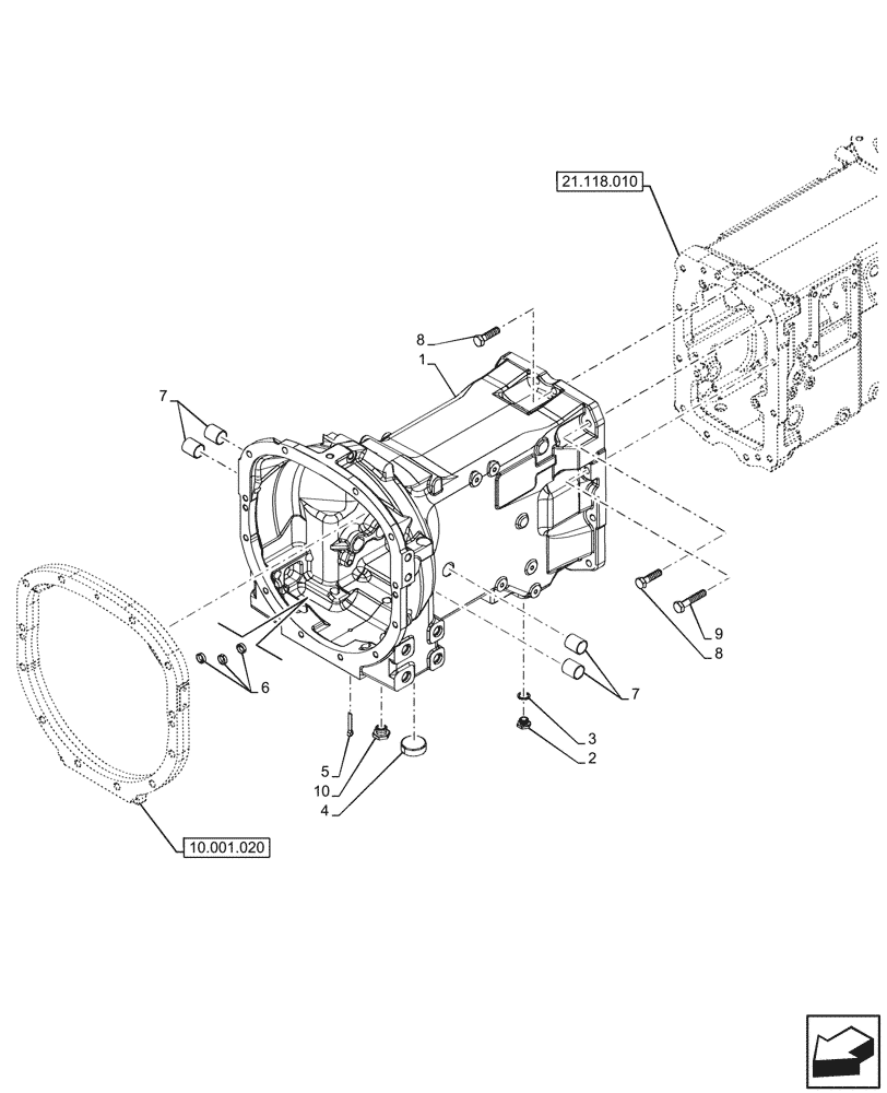 Схема запчастей Case IH FARMALL 100N - (21.110.010) - CLUTCH, HOUSING, SHUTTLE (21) - TRANSMISSION