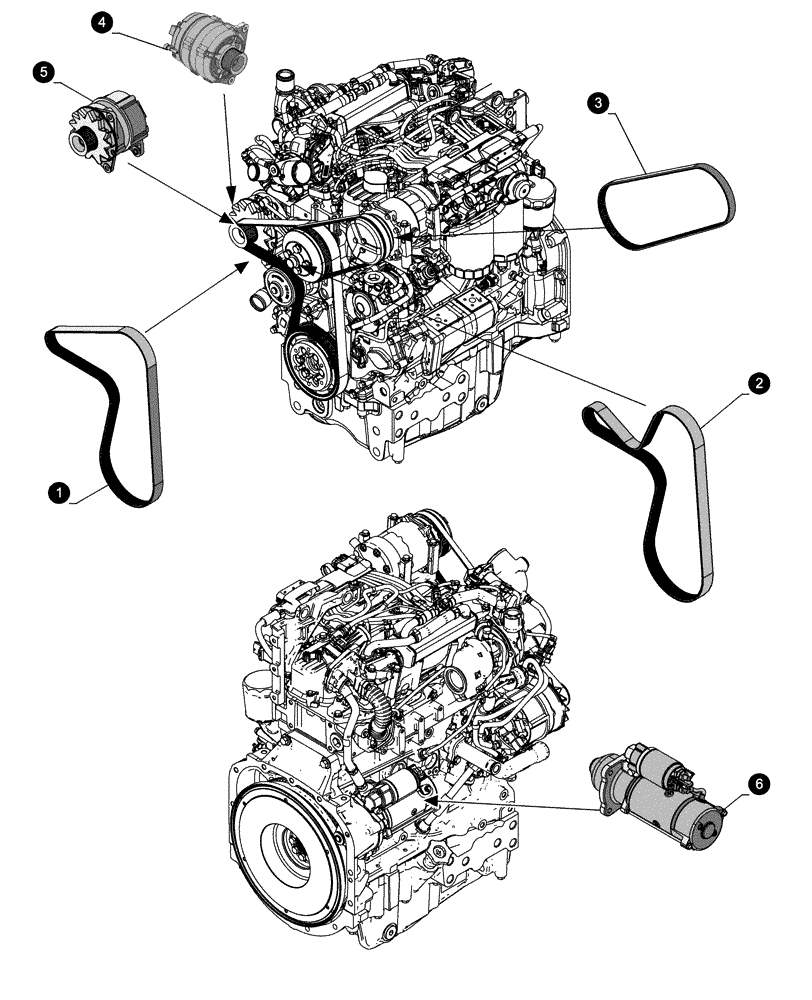 Схема запчастей Case IH FARMALL 110C - (05.100.04[02]) - MAINTENANCE PARTS - STARTER MOTOR, ALTERNATOR, BELTS (05) - SERVICE & MAINTENANCE