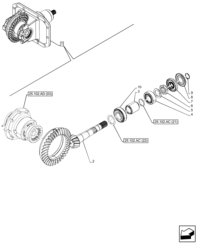 Схема запчастей Case IH MAXXUM 145 - (25.102.AC[20]) - VAR - 392196, 758417, 758418, 758419 - FRONT AXLE, W/ LIMITED SLIP DIFFERENTIAL, DIFFERENTIAL, BEVEL GEAR (25) - FRONT AXLE SYSTEM