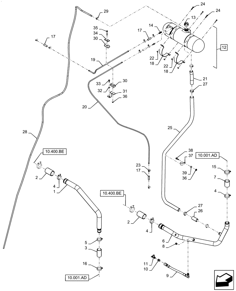 Схема запчастей Case IH 5140 - (10.400.BI) - COOLING SYSTEM CIRCUIT (10) - ENGINE