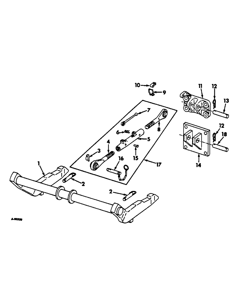 Схема запчастей Case IH 80 - (A-08) - COUPLING BEAMS COMPLETING PACKAGE, FOR TRACTORS EQUIPPED W/ TWO POINT FAST HITCH 