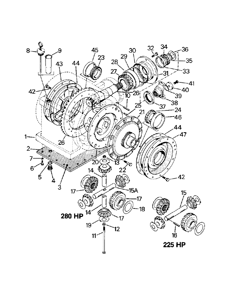 Схема запчастей Case IH CR-1225 - (04-47) - DIFFERENTIAL AND HOUSING, ADJUSTABLE BAR AXLE (04) - Drive Train