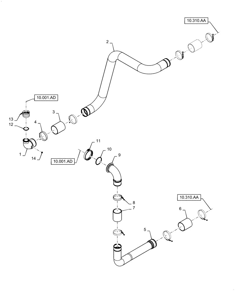 Схема запчастей Case IH 7140 - (10.250.AJ) - COOLING SYSTEM, CAC (10) - ENGINE