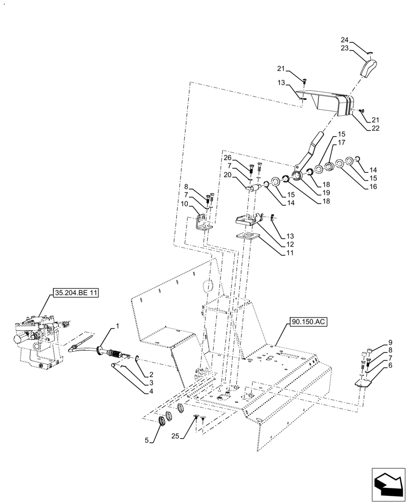 Схема запчастей Case IH FARMALL 110A - (35.204.BL[11]) - VAR - 429476 - REMOTE CONTROL VALVE, 1 CONTROL LEVER, CAB, NOT APPLY FOR NAR (35) - HYDRAULIC SYSTEMS