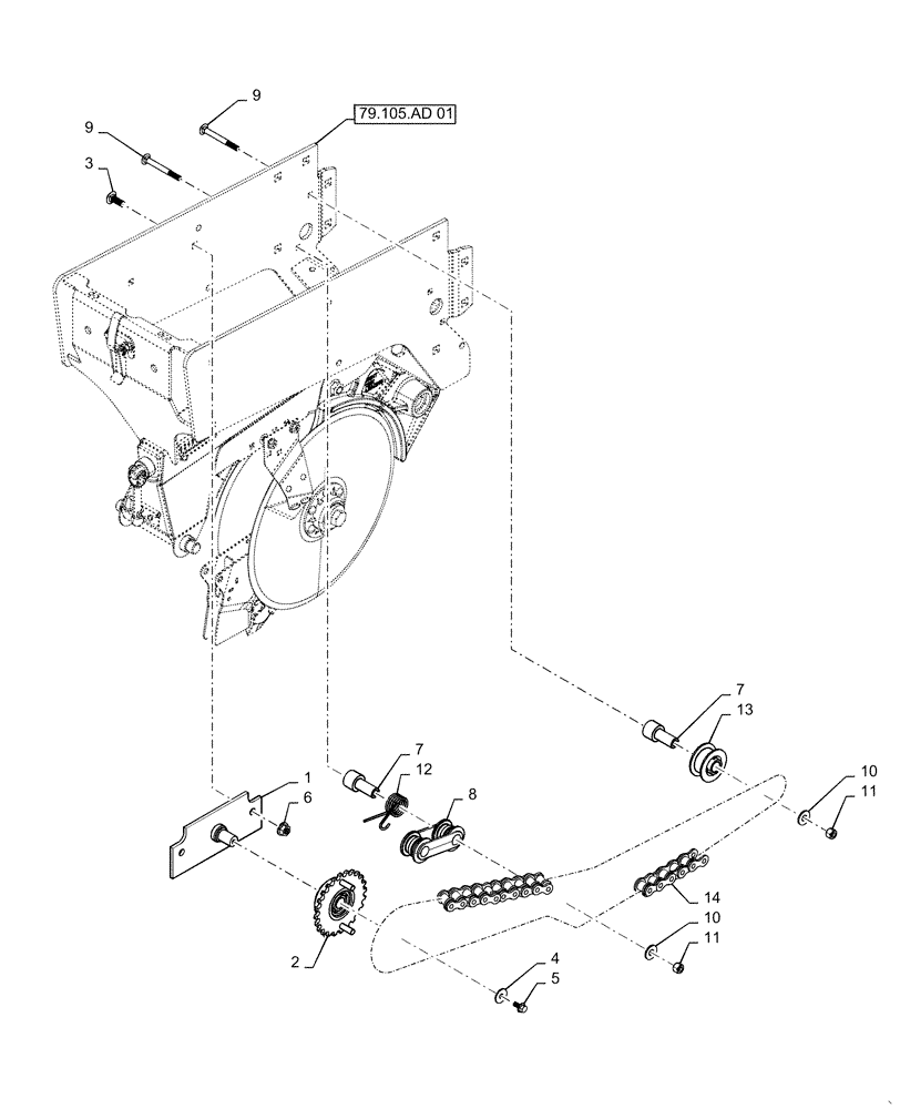 Схема запчастей Case IH 1255 - (61.901.AI[02]) - METER DRIVE ROW UNIT CHAIN (61) - METERING SYSTEM