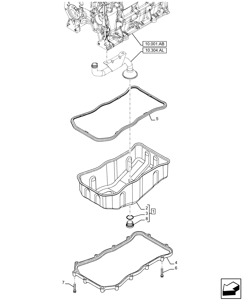 Схема запчастей Case IH F5HFL463A F001 - (10.102.AP) - OIL SUMP & RELATED PARTS (10) - ENGINE